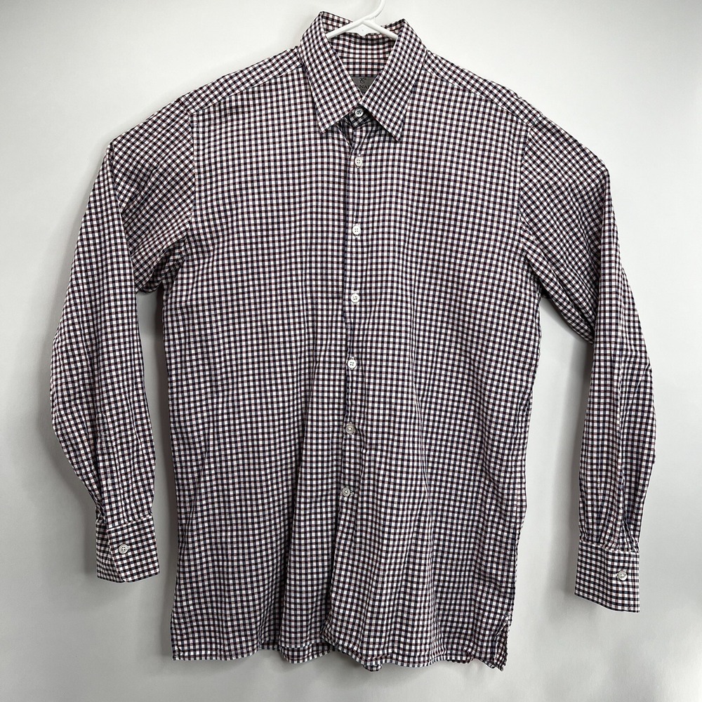 canali 1934 mens shirt L cotton plaid multicolor Long Sleeve Button Up